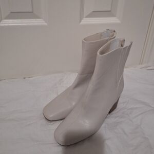 Chic White Square-Toe Ankle Booties